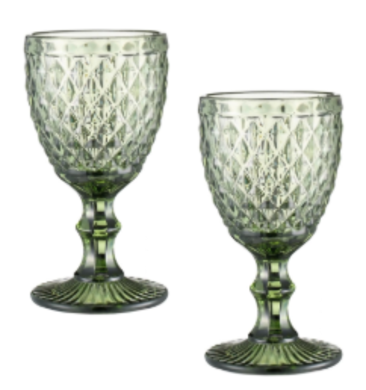 Copa de cristal de color verde con patrón vintage en relieve